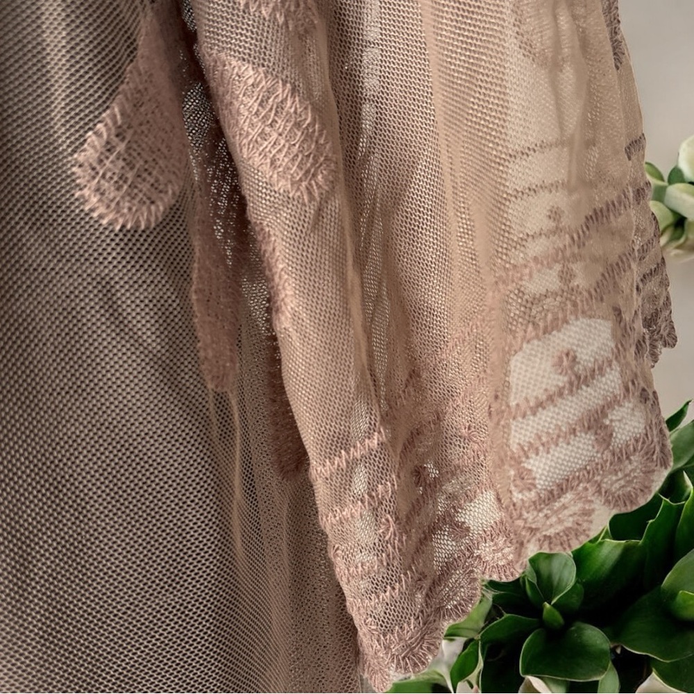 Rebellion Again Nude/Brown Long Lace Kimono Duster – Size M - Picture 7 of 9